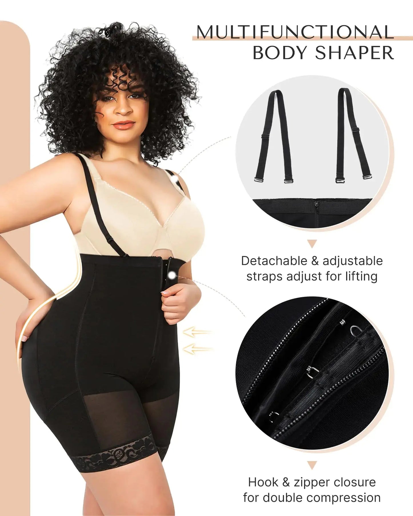 SHAPELLX Colombianas Shapewear for Women Tummy Control Plus Size Postpartum Body Shaper Butt Lifting Bodysuit A1-black Small - My Store 229.50